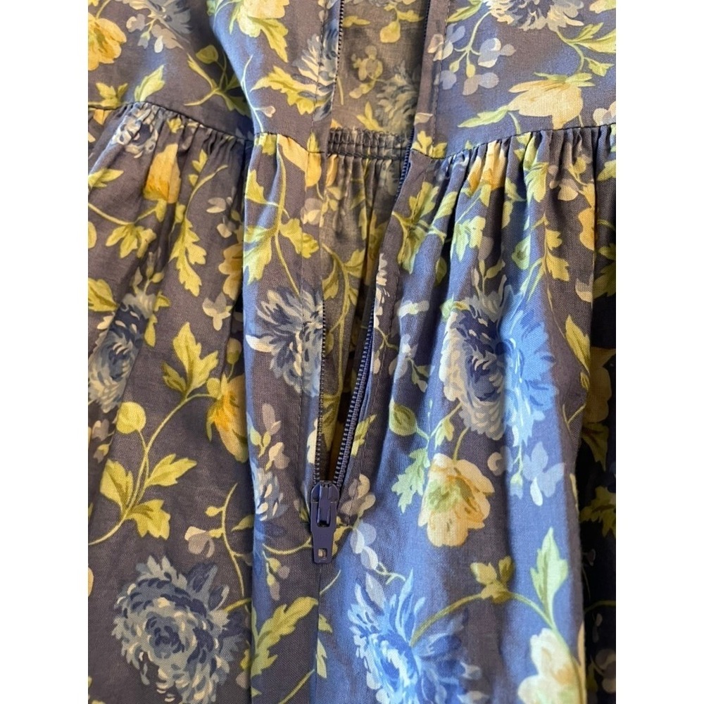 Vintage Laura Ashley 80s Dress Sz 10 Blue Cottage Garden Floral Prairie Modest - Picture 8 of 9